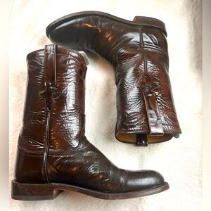 LUCCHESE EXOTIC BLACK CHERRY MENS COWBOY BOOTS Size 9